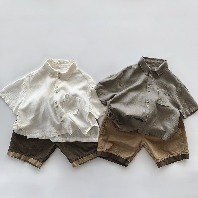 【BABY&KID】夏新作 薄手ポケット付きシャツSK080823