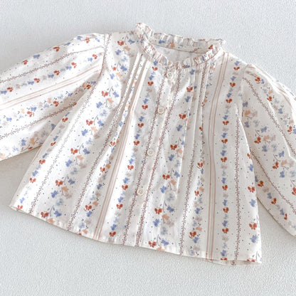 【BABY&KID】小花柄シャツ、刺繍ジャンパースカートSK107210