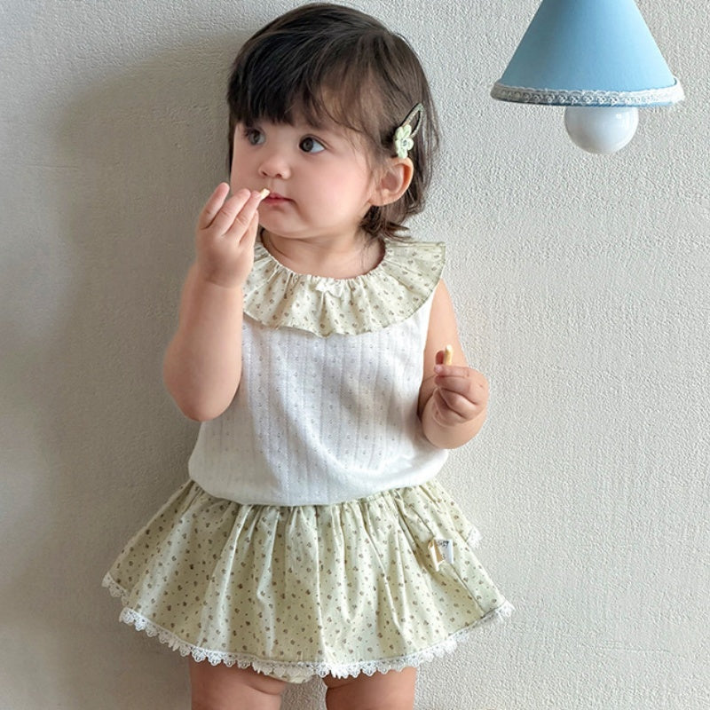 【BABY】夏新作ナチュラル小花柄ノースリーブセットアップSK105317