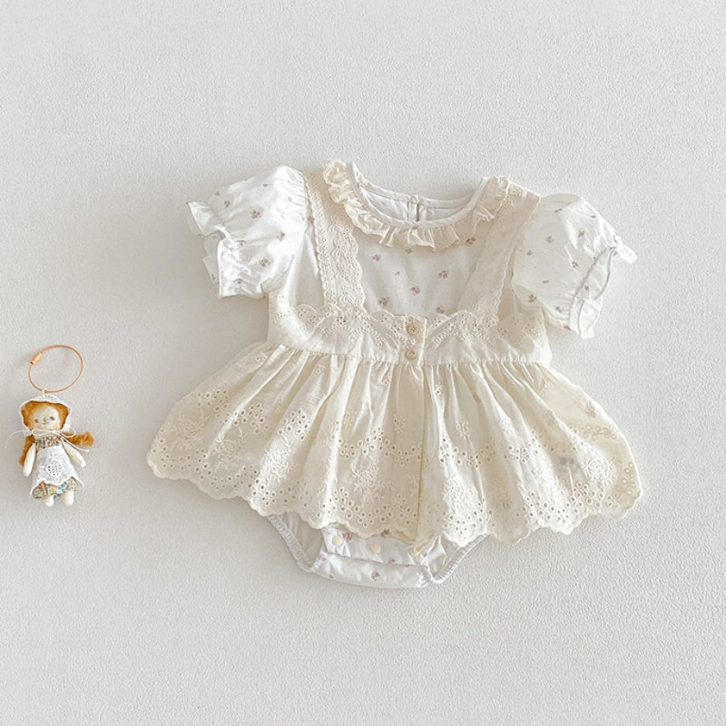 【BABY】夏新作レース小花ロンパース2点セットSK104820