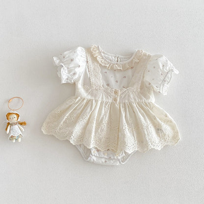 【BABY】夏新作レース小花ロンパース2点セットSK104820