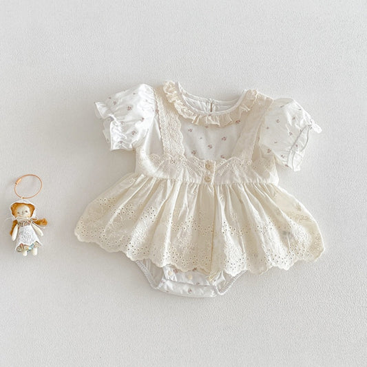 【BABY】夏新作レース小花ロンパース2点セットSK104820