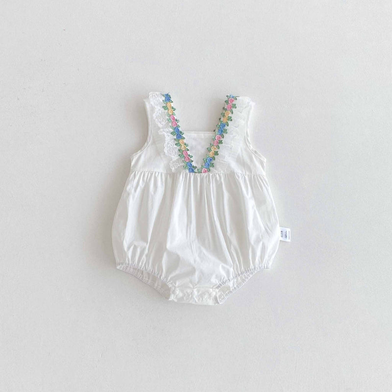 【BABY】夏新作 カラーフラワーVネックロンパースSK091505