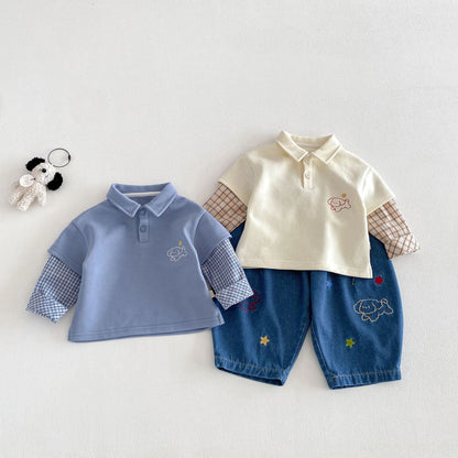 【BABY&KID】カートゥーン重ね着風ポロシャツSK103514