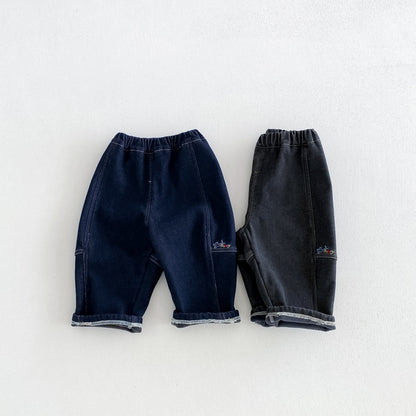 【BABY&KID】冬新作刺繍裏起毛デニムパンツSK108510