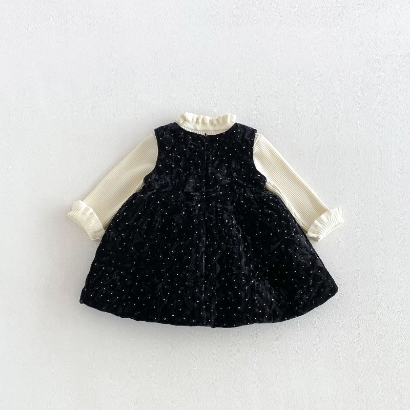 【BABY&KID】ドット裏起毛ワンピース、フリル襟ニットSK108110
