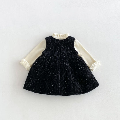 【BABY&KID】ドット裏起毛ワンピース、フリル襟ニットSK108110