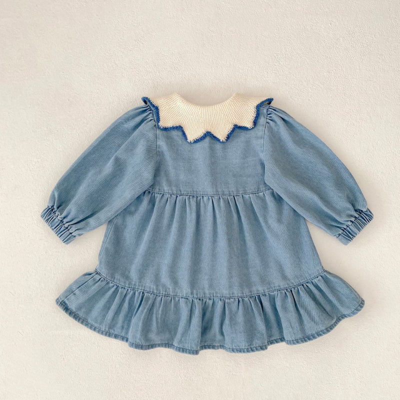 【BABY&KID】ニット襟デニムワンピースSK011001