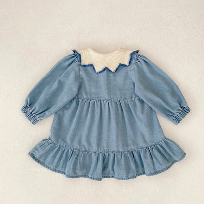 【BABY&KID】ニット襟デニムワンピースSK011001