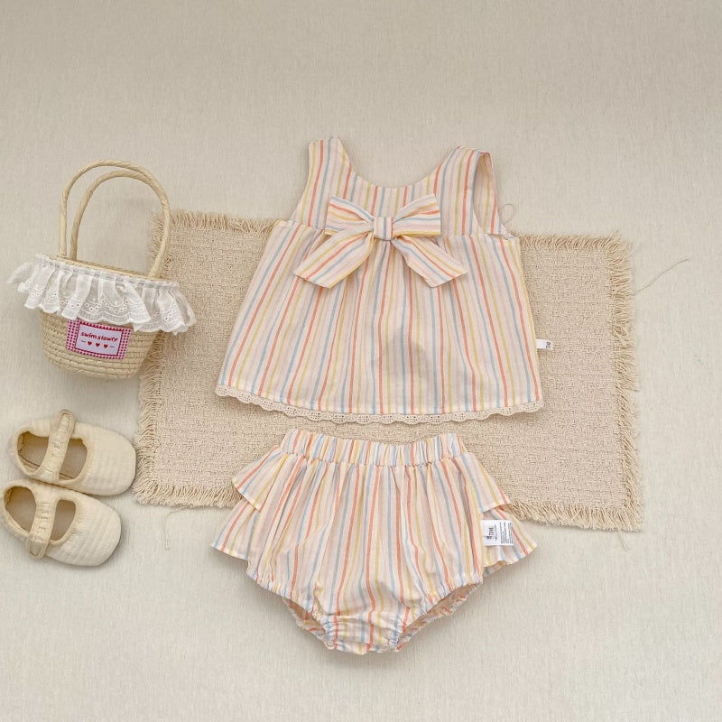 【BABY&KID】夏新作 カラフルストライプセットアップSK104925
