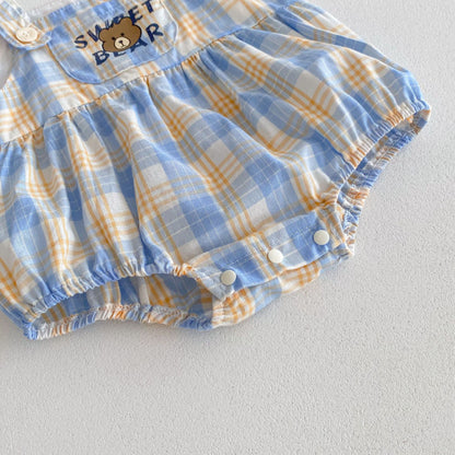 【BABY】夏新作 Sweet bearチェックロンパース、サロペットSK062910