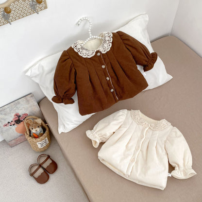 【BABY&KID】冬新作レース襟裏起毛コットンコートSK102731