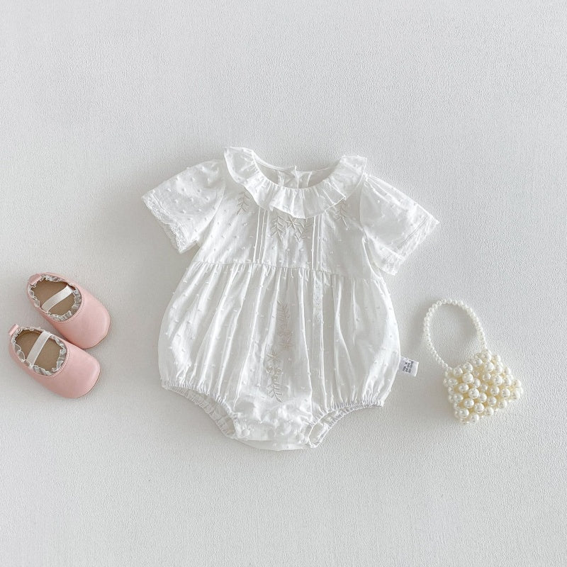 【BABY】夏新作 ラウンドネック刺繍ロンパースSK104909