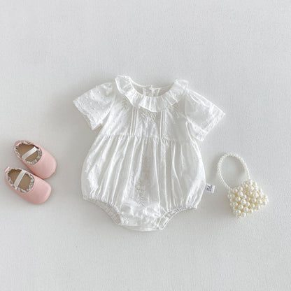 【BABY】夏新作 ラウンドネック刺繍ロンパースSK104909