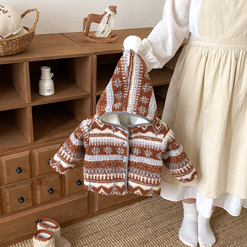 【BABY&KID】冬新作レトロ裏起毛ジャカードジャケットSK102902