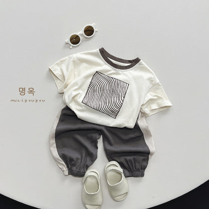 【BABY&KID】夏新作 コットンプリント半袖TシャツSK080808