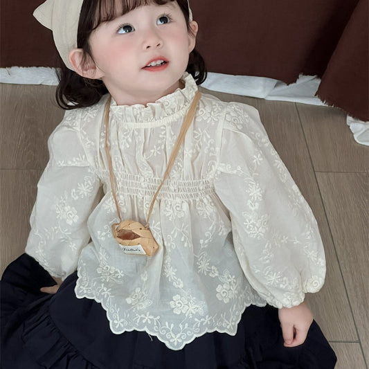 【BABY&KID】刺繍たっぷりフリルネックブラウスSK101445
