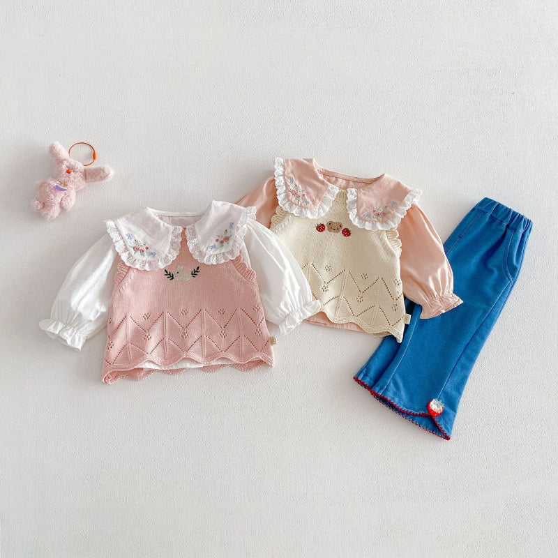 【BABY&KID】どうぶつ刺繍ニットベストSK104117