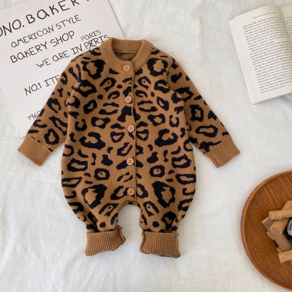 【BABY】冬新作レオパード柄ニットカバーオールSK102713