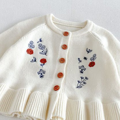 【BABY&KID】刺繍ニットカーディガン、ストレートパンツSK107209