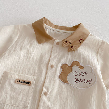 【BABY】夏新作 Cute bear刺繡ロンパースSK063102