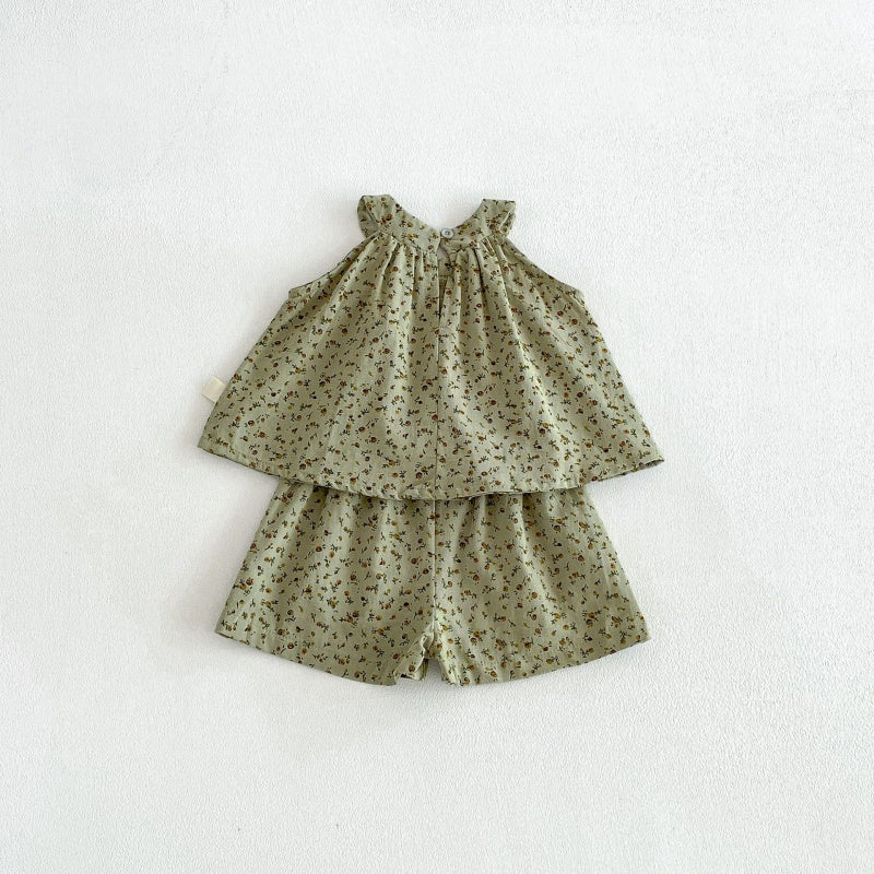 【BABY&KID】夏新作小花柄総柄グリーンセットアップSK105817