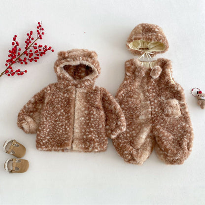 【BABY&KID】冬新作かわいいトナカイあったかカバーオール、フード付きアウターSK103021