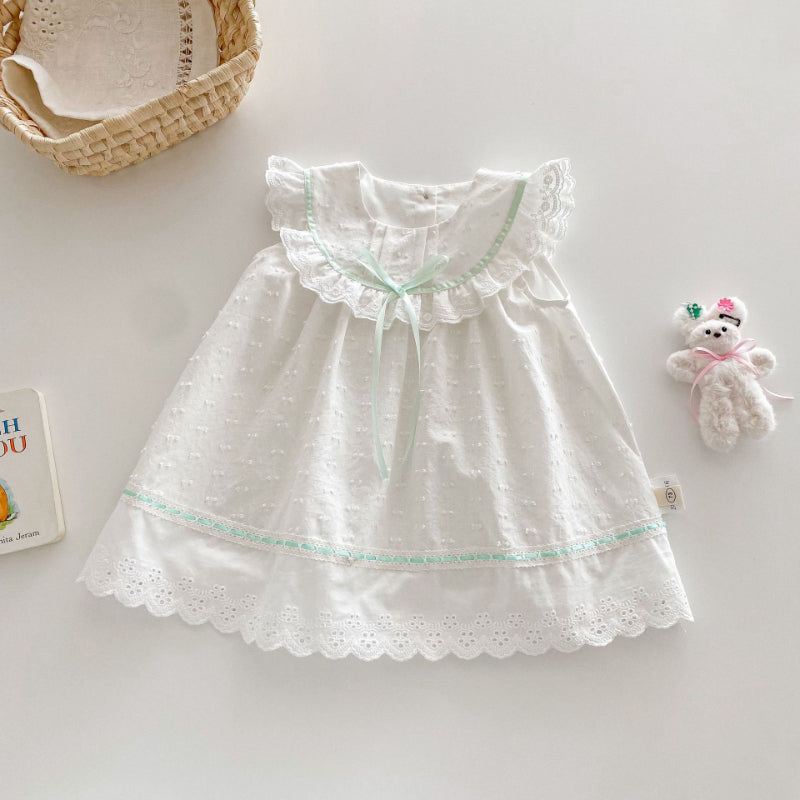 【BABY&KID】夏新作 レース襟プリンセスワンピースSK070508