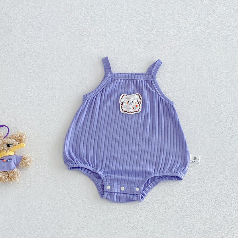 【BABY】夏新作カートゥーン刺繍ニットキャミロンパースSK106212