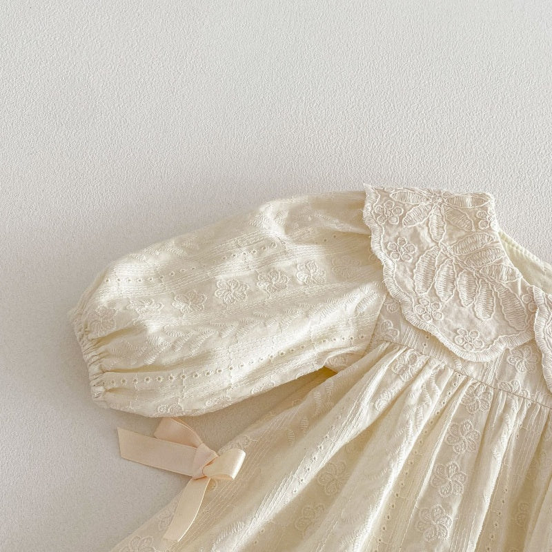 【BABY&KID】襟付きジャカード長袖ワンピースSK104320