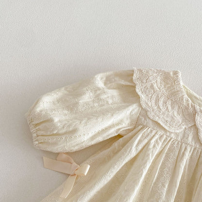 【BABY&KID】襟付きジャカード長袖ワンピースSK104320