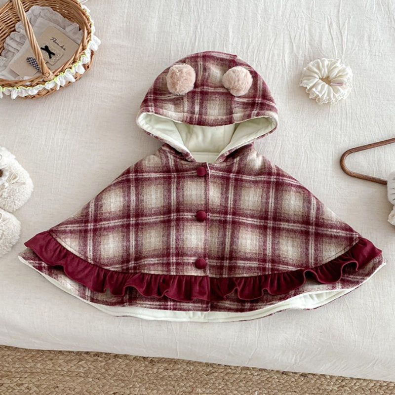 【BABY】冬新作チェックあったかケープSK103115