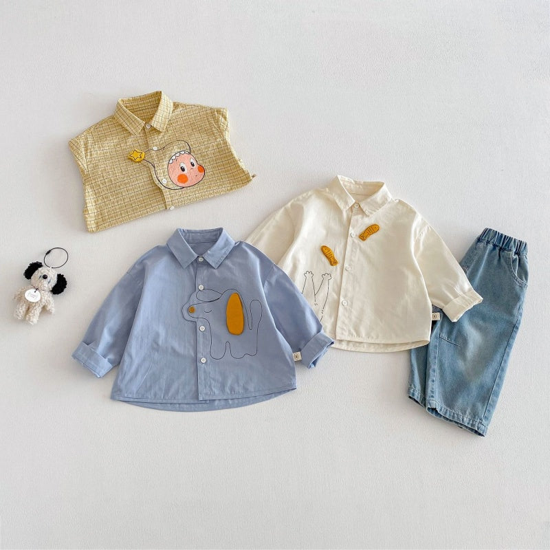 【BABY&KID】韓国風どうぶつ柄シャツSK104115