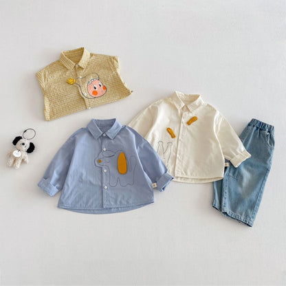 【BABY&KID】韓国風どうぶつ柄シャツSK104115