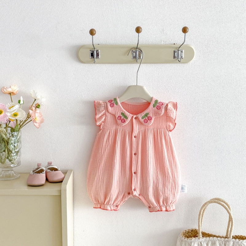 【BABY】夏新作さくらんぼ刺繍カバーオールSK106411
