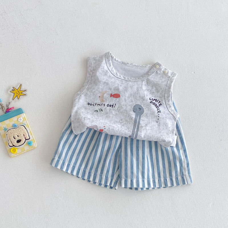 【BABY&KID】夏新作 カートゥーンtシャツ、トライプパンツSK080611