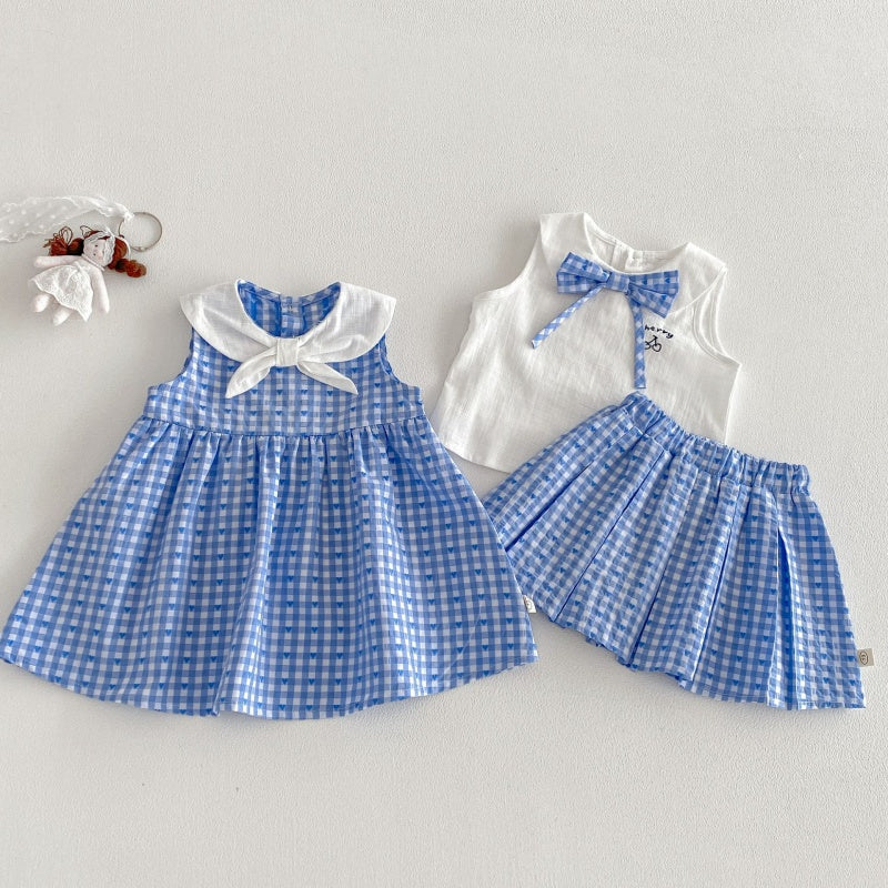 【BABY&KID】夏新作丸襟ワンピース、ボウベスト、スカートSK105902