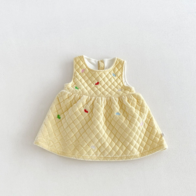 【BABY&KID】ベルベットハート刺繍ワンピース、フリル襟ニットSK108111