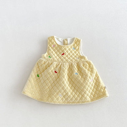 【BABY&KID】ベルベットハート刺繍ワンピース、フリル襟ニットSK108111