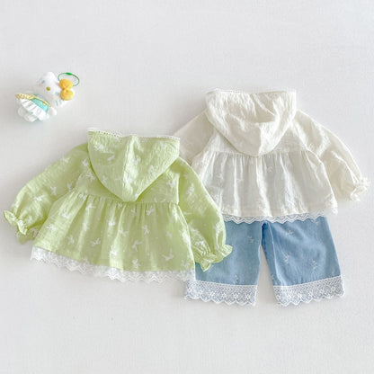 【BABY&KID】夏新作フリルフードUVカーディガンSK105908