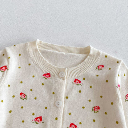 【BABY】小花柄コットンニットカーディガンSK100812