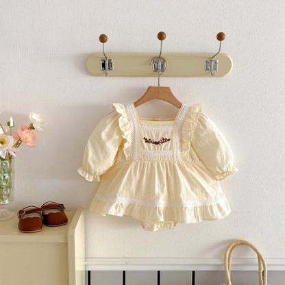 【BABY】花刺繡プリンセスロンパースSK031510