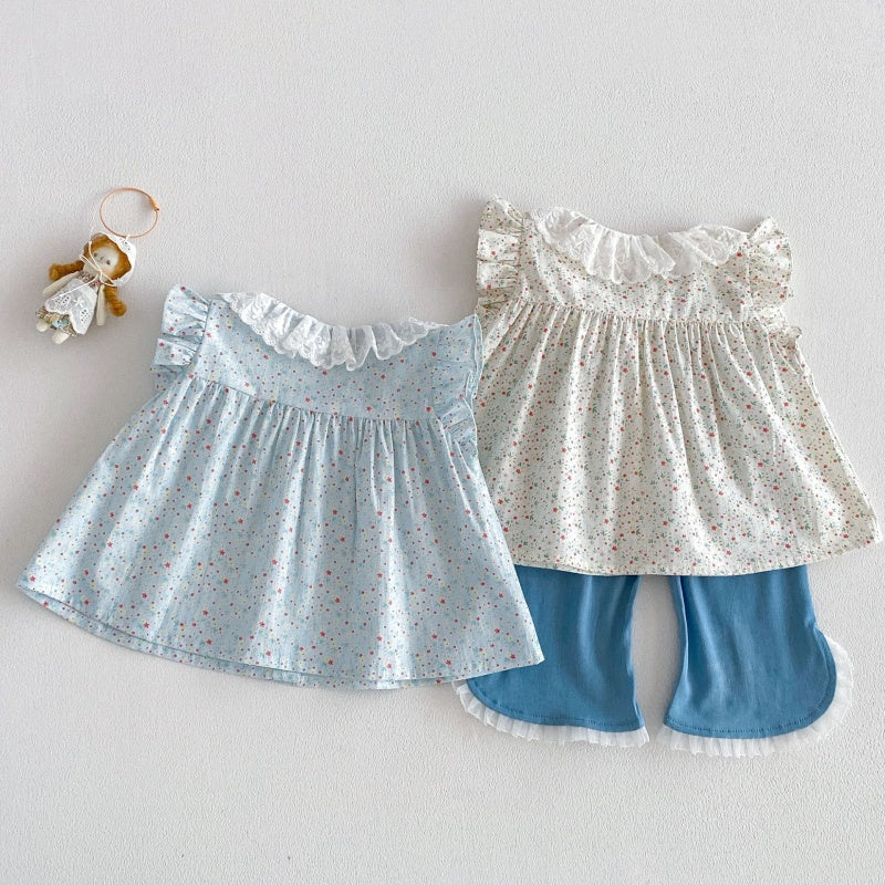 【BABY&KID】夏新作小花柄フリルスリーブブラウスSK105519