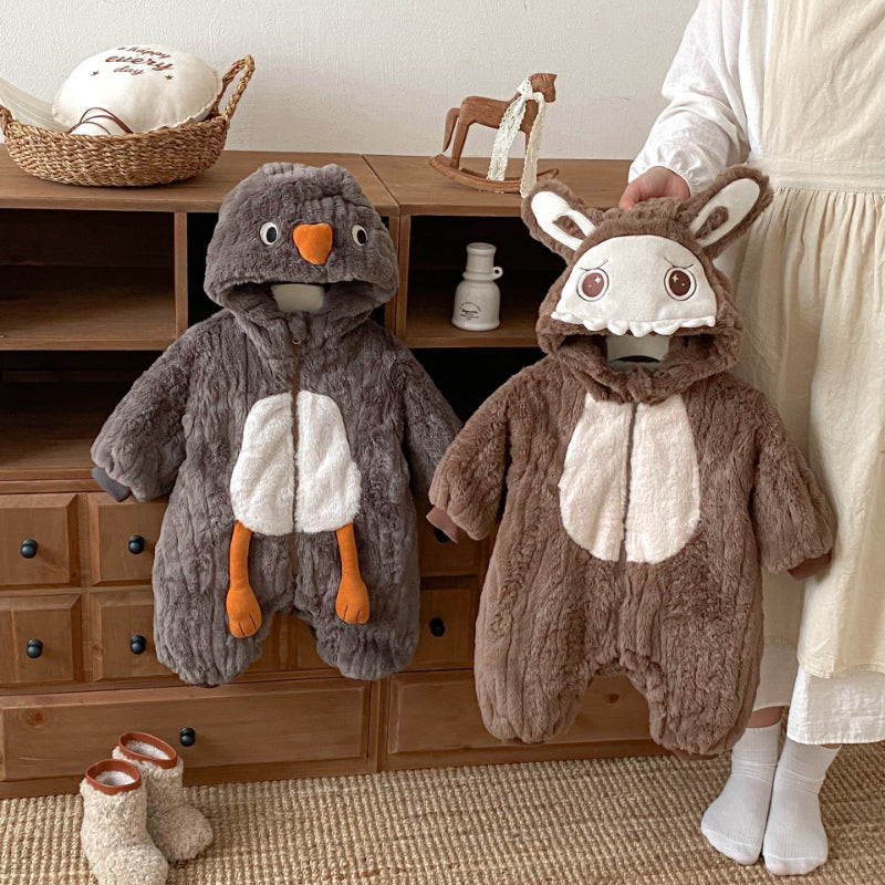 【BABY】うさぎファー風フード裏起毛カバーオールSK102917