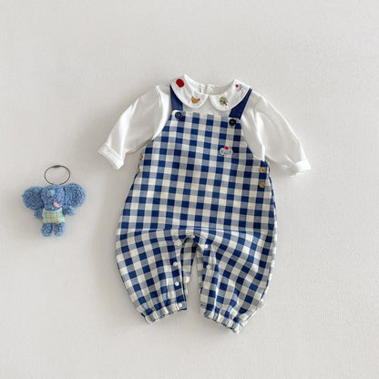 【BABY&KID】チェックサロペット、刺繍襟ロンTSK104111