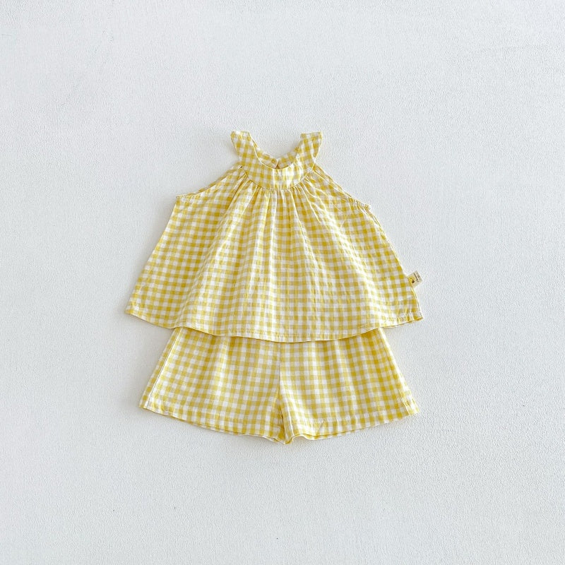 【BABY&KID】夏新作イエローチェックセットアップSK105804