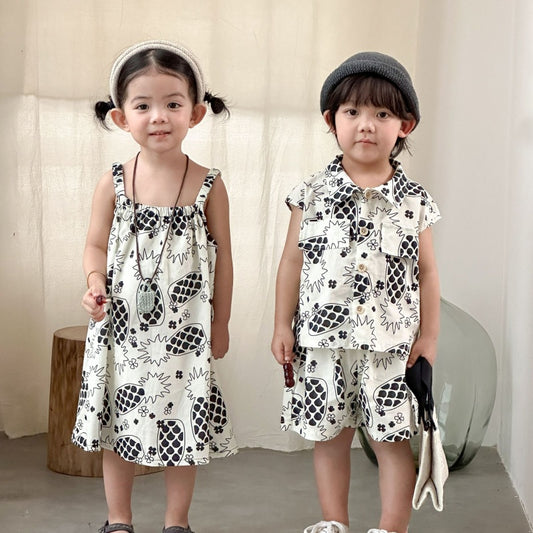 【BABY&KID】夏新作パイナップルプリントセットアップ、ワンピースSK104715