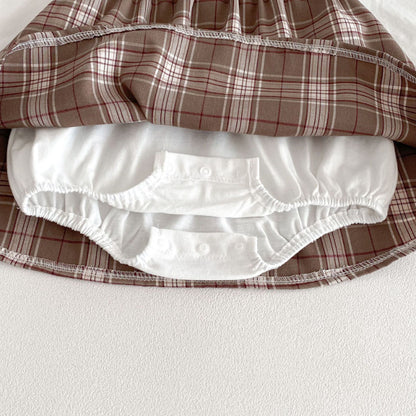 【BABY】チェックロンパースワンピ＆帽子SK103624