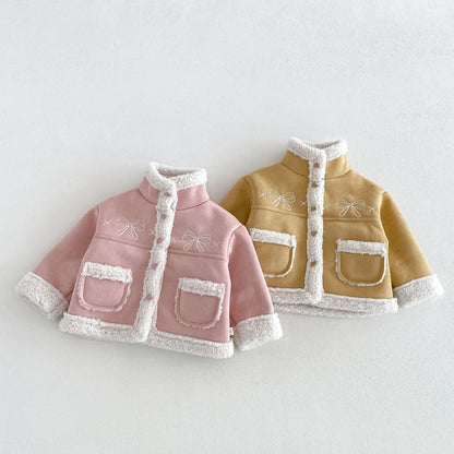 【BABY&KID】冬新作蝶結び裏起毛ジャケット、デニムパンツSK108523