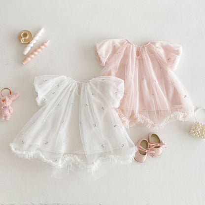 【BABY&KID】夏新作 メッシュ刺繍ワンピースSK070512